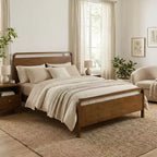 Roundhill Furniture Eldren Wood Platform Bed in Walnut Finish