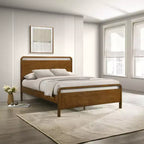 Cama plataforma de madera Eldren de Roundhill Furniture con acabado de nogal
