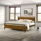 Cama plataforma de madera Eldren de Roundhill Furniture con acabado de nogal