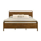Cama plataforma de madera Eldren de Roundhill Furniture con acabado de nogal