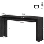 Mesa consola Lantine estilo rústico de 55 pulgadas, mesa de sofá de madera con almacenamiento, mesa estrecha y larga para recibidor o entrada, para sala de estar (negra)