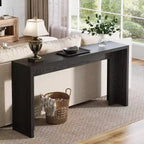 Mesa consola Lantine estilo rústico de 55 pulgadas, mesa de sofá de madera con almacenamiento, mesa estrecha y larga para recibidor o entrada, para sala de estar (negra)
