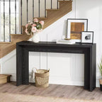 Mesa consola Lantine estilo rústico de 55 pulgadas, mesa de sofá de madera con almacenamiento, mesa estrecha y larga para recibidor o entrada, para sala de estar (negra)