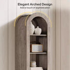Estantería de arco Lantine de 74.8 pulgadas de alto, estantería abierta estrecha de 6 niveles y estantes de exhibición para espacios pequeños, oficina en casa, sala de estar, gris