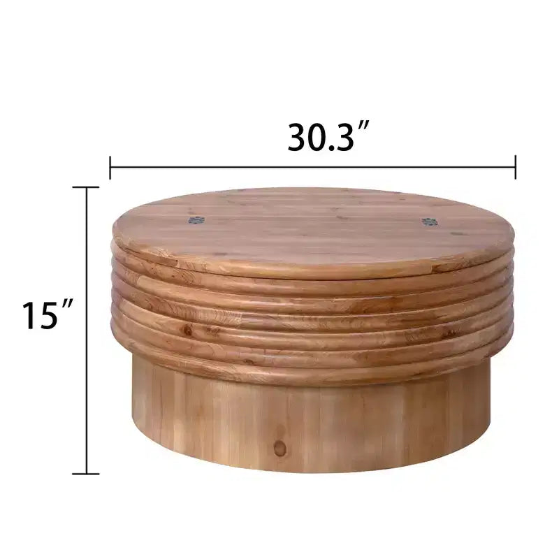 Mesa de centro redonda elevable GDFStudio Ellington con almacenamiento oculto