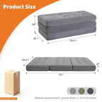 Colchón plegable de espuma de triple pliegue de 75x54.3 6, colchón de suelo para invitados de sofá cama de pana capitoné, portátil de apoyo para el hogar y acampar