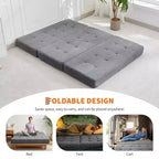 Colchón plegable de espuma de triple pliegue de 75x54.3 6, colchón de suelo para invitados de sofá cama de pana capitoné, portátil de apoyo para el hogar y acampar