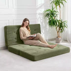 Colchón plegable de espuma de triple pliegue de 75x54.3 6, colchón de suelo para invitados de sofá cama de pana capitoné, portátil de apoyo para el hogar y acampar
