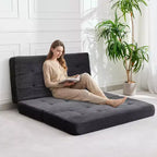 Colchón plegable de espuma de triple pliegue de 75x54.3 6, colchón de suelo para invitados de sofá cama de pana capitoné, portátil de apoyo para el hogar y acampar