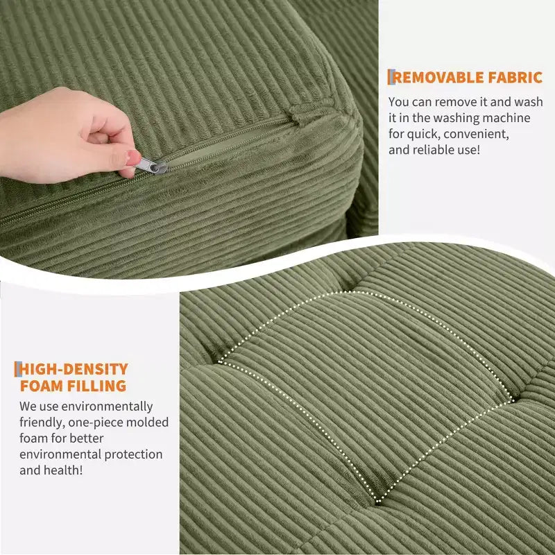 Colchón plegable de espuma de triple pliegue de 75x54.3 6, colchón de suelo para invitados de sofá cama de pana capitoné, portátil de apoyo para el hogar y acampar