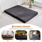 Colchón plegable de espuma de triple pliegue de 75x54.3 6, colchón de suelo para invitados de sofá cama de pana capitoné, portátil de apoyo para el hogar y acampar