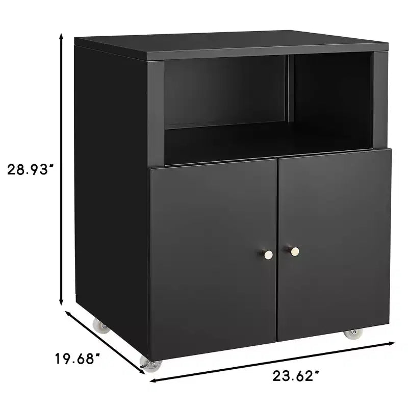 Armario móvil de metal resistente para impresora con 2 puertas y estante de almacenamiento, soporte de impresora debajo del escritorio, archivador rodante para oficina en casa, garaje, taller