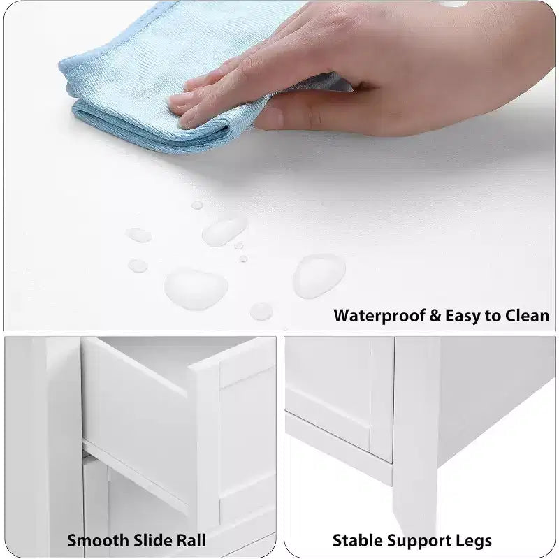 Cómoda de madera blanca moderna de 6 cajones, cómoda grande con cajones profundos y tiradores de metal para dormitorio, entrada y pasillo