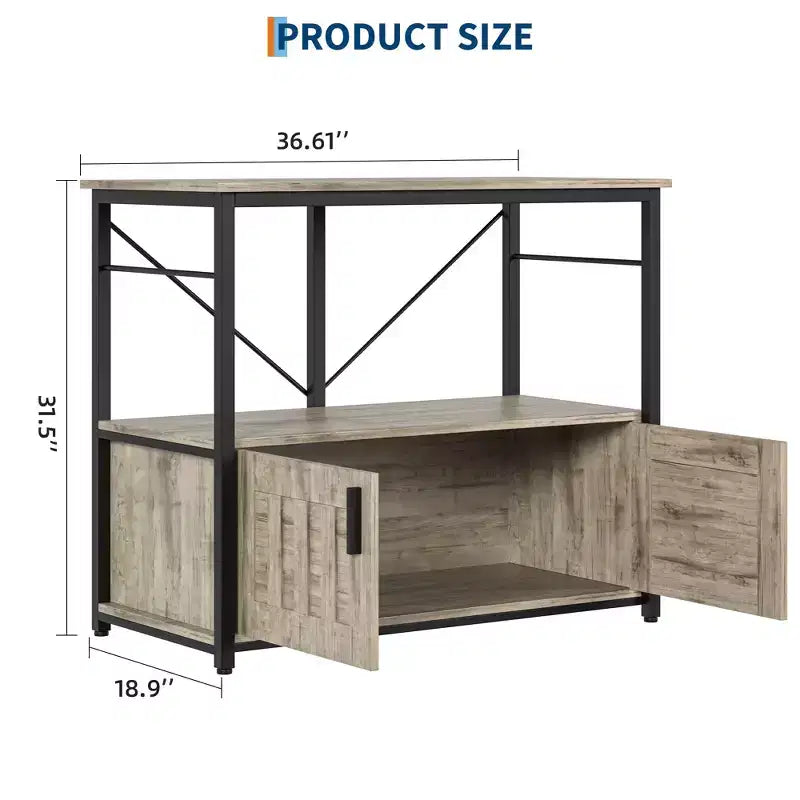 Mueble para acuario de 40-50 galones, doble nivel de metal y madera con almacenamiento, capacidad de 660 lbs, patas ajustables, gris