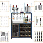 Vitrina/Estante para Cafetería y Bar de Vinos con Botellero Desmontable, Soporte para Copas, Cajón y Puerta de Malla, Aparador y Almacenamiento tipo Buffet para Comedor, Cocina