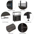 Vitrina/Estante para Cafetería y Bar de Vinos con Botellero Desmontable, Soporte para Copas, Cajón y Puerta de Malla, Aparador y Almacenamiento tipo Buffet para Comedor, Cocina