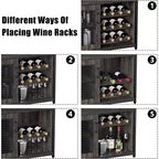 Vitrina/Estante para Cafetería y Bar de Vinos con Botellero Desmontable, Soporte para Copas, Cajón y Puerta de Malla, Aparador y Almacenamiento tipo Buffet para Comedor, Cocina