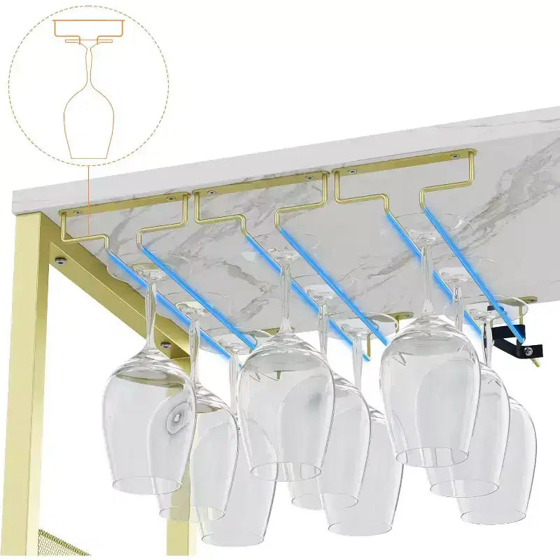 Vitrina/Estante para Cafetería y Bar de Vinos con Botellero Desmontable, Soporte para Copas, Cajón y Puerta de Malla, Aparador y Almacenamiento tipo Buffet para Comedor, Cocina
