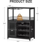 Vitrina/Estante para Cafetería y Bar de Vinos con Botellero Desmontable, Soporte para Copas, Cajón y Puerta de Malla, Aparador y Almacenamiento tipo Buffet para Comedor, Cocina