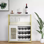Vitrina/Estante para Cafetería y Bar de Vinos con Botellero Desmontable, Soporte para Copas, Cajón y Puerta de Malla, Aparador y Almacenamiento tipo Buffet para Comedor, Cocina
