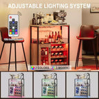 Vitrina/Estante para Cafetería y Bar de Vinos con Botellero Desmontable, Soporte para Copas, Cajón y Puerta de Malla, Aparador y Almacenamiento tipo Buffet para Comedor, Cocina