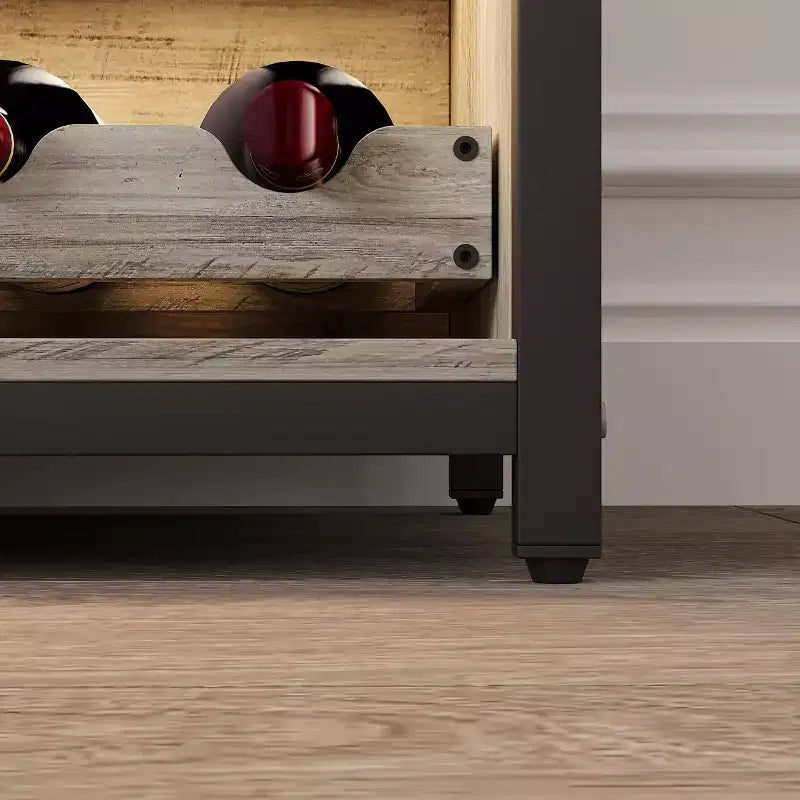 Vitrina/Estante para Cafetería y Bar de Vinos con Botellero Desmontable, Soporte para Copas, Cajón y Puerta de Malla, Aparador y Almacenamiento tipo Buffet para Comedor, Cocina