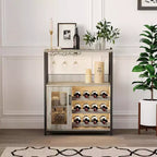 Vitrina/Estante para Cafetería y Bar de Vinos con Botellero Desmontable, Soporte para Copas, Cajón y Puerta de Malla, Aparador y Almacenamiento tipo Buffet para Comedor, Cocina