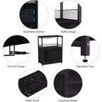 Vitrina/Estante para Cafetería y Bar de Vinos con Botellero Desmontable, Soporte para Copas, Cajón y Puerta de Malla, Aparador y Almacenamiento tipo Buffet para Comedor, Cocina