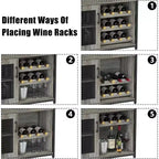 Vitrina/Estante para Cafetería y Bar de Vinos con Botellero Desmontable, Soporte para Copas, Cajón y Puerta de Malla, Aparador y Almacenamiento tipo Buffet para Comedor, Cocina