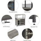 Vitrina/Estante para Cafetería y Bar de Vinos con Botellero Desmontable, Soporte para Copas, Cajón y Puerta de Malla, Aparador y Almacenamiento tipo Buffet para Comedor, Cocina