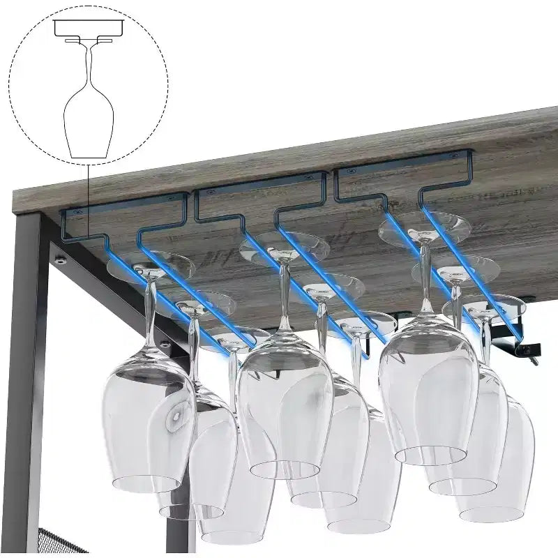 Vitrina/Estante para Cafetería y Bar de Vinos con Botellero Desmontable, Soporte para Copas, Cajón y Puerta de Malla, Aparador y Almacenamiento tipo Buffet para Comedor, Cocina