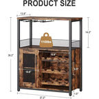 Vitrina/Estante para Cafetería y Bar de Vinos con Botellero Desmontable, Soporte para Copas, Cajón y Puerta de Malla, Aparador y Almacenamiento tipo Buffet para Comedor, Cocina