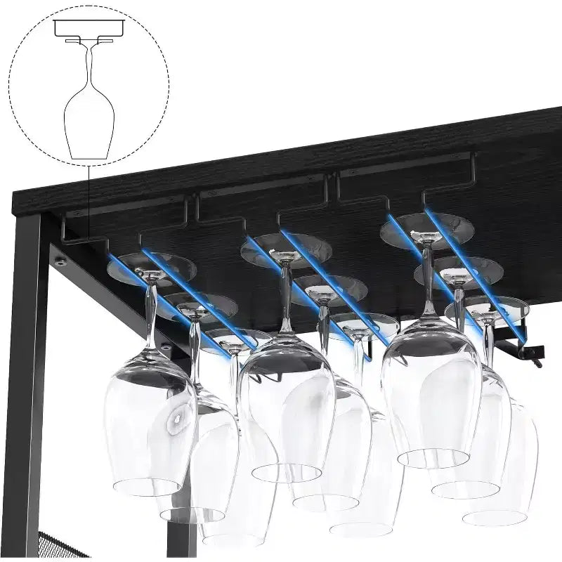 Vitrina/Estante para Cafetería y Bar de Vinos con Botellero Desmontable, Soporte para Copas, Cajón y Puerta de Malla, Aparador y Almacenamiento tipo Buffet para Comedor, Cocina