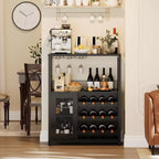 Vitrina/Estante para Cafetería y Bar de Vinos con Botellero Desmontable, Soporte para Copas, Cajón y Puerta de Malla, Aparador y Almacenamiento tipo Buffet para Comedor, Cocina