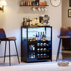 Vitrina/Estante para Cafetería y Bar de Vinos con Botellero Desmontable, Soporte para Copas, Cajón y Puerta de Malla, Aparador y Almacenamiento tipo Buffet para Comedor, Cocina