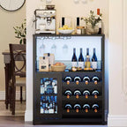 Coffee Wine Bar Rack Cabinet with Removable Wine Rack, Glass Holder, Drawer & Mesh Door  Sideboard and Buffet Storage for Dining Room, Kitchen
