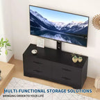 Mueble para TV con soporte para televisores de 32 a 75 pulgadas, mesa de consola multimedia moderna con 4 cajones grandes, cómoda centro de entretenimiento para sala de estar y dormitorio