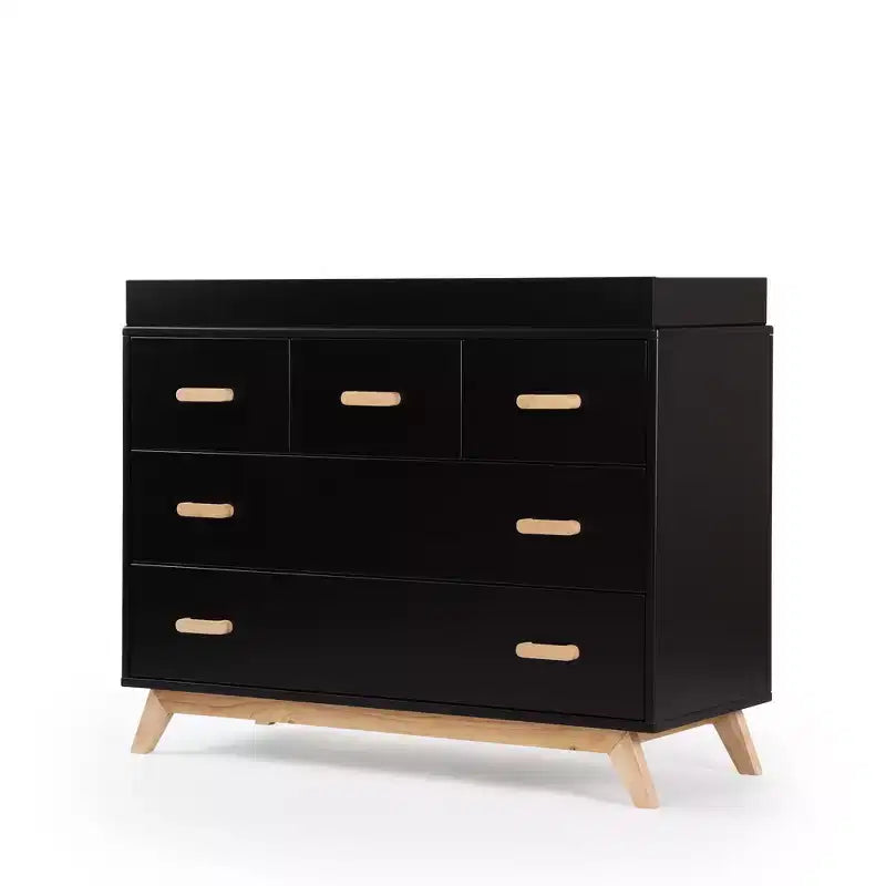 Cómoda de 5 cajones para habitación infantil, negra