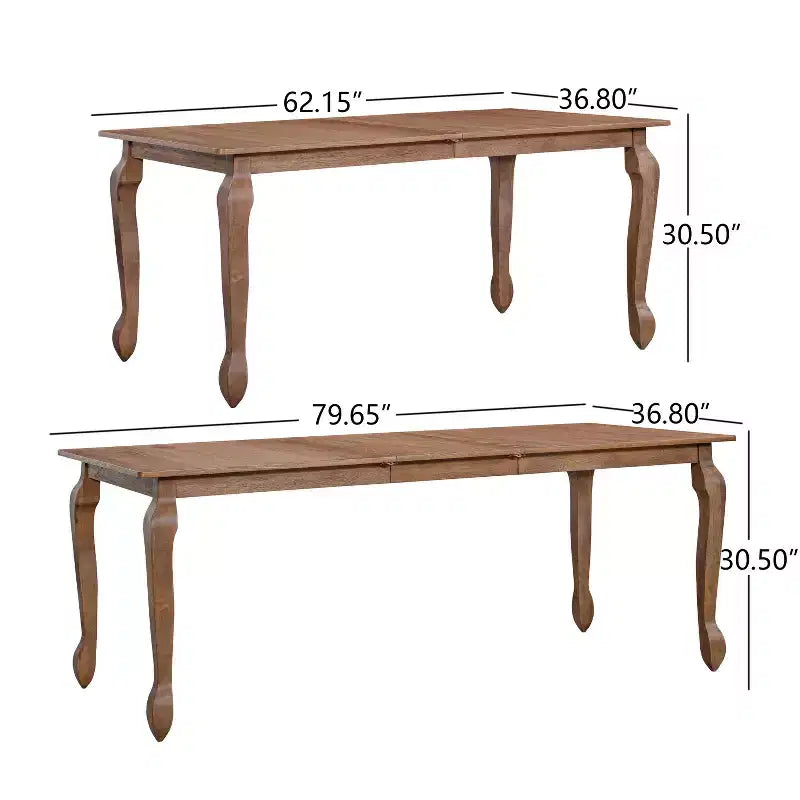 Christopher Knight Home Thaddea Juego de comedor de 7 piezas de estilo rústico extensible de madera de caucho con sillas tapizadas en tela de ratán