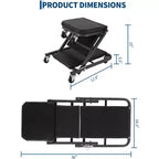 Asiento mecánico plegable 2 en 1, silla giratoria ajustable para taller de garaje, capacidad de 150 kg, 6 ruedas giratorias, estructura de acero, para reparación de automóviles
