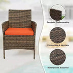 Muebles de patio de 3 piezas con 2 sillas de ratán y 1 mesa de centro de vidrio, juego de conversación para exteriores para balcón, jardín, asientos junto a la piscina