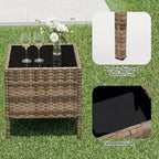 Muebles de patio de 3 piezas con 2 sillas de ratán y 1 mesa de centro de vidrio, juego de conversación para exteriores para balcón, jardín, asientos junto a la piscina