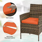 Muebles de patio de 3 piezas con 2 sillas de ratán y 1 mesa de centro de vidrio, juego de conversación para exteriores para balcón, jardín, asientos junto a la piscina