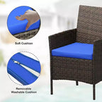 Muebles de patio de 3 piezas con 2 sillas de ratán y 1 mesa de centro de vidrio, juego de conversación para exteriores para balcón, jardín, asientos junto a la piscina