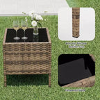 Muebles de patio de 3 piezas con 2 sillas de ratán y 1 mesa de centro de vidrio, juego de conversación para exteriores para balcón, jardín, asientos junto a la piscina