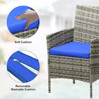 Muebles de patio de 3 piezas con 2 sillas de ratán y 1 mesa de centro de vidrio, juego de conversación para exteriores para balcón, jardín, asientos junto a la piscina