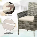 Muebles de patio de 3 piezas con 2 sillas de ratán y 1 mesa de centro de vidrio, juego de conversación para exteriores para balcón, jardín, asientos junto a la piscina