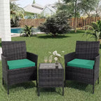COZONY 3-Piece Patio Furniture Set with 2 Rattan Chairs and 1 Glass Coffee Table, Outdoor Conversation Set for Balcony, Garden, Poolside Seating