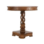 Mesa de Comedor Redonda Artesanal Urban Port de 30" de Madera de Mango con Base de Pedestal Trenzado en Marrón Nogal