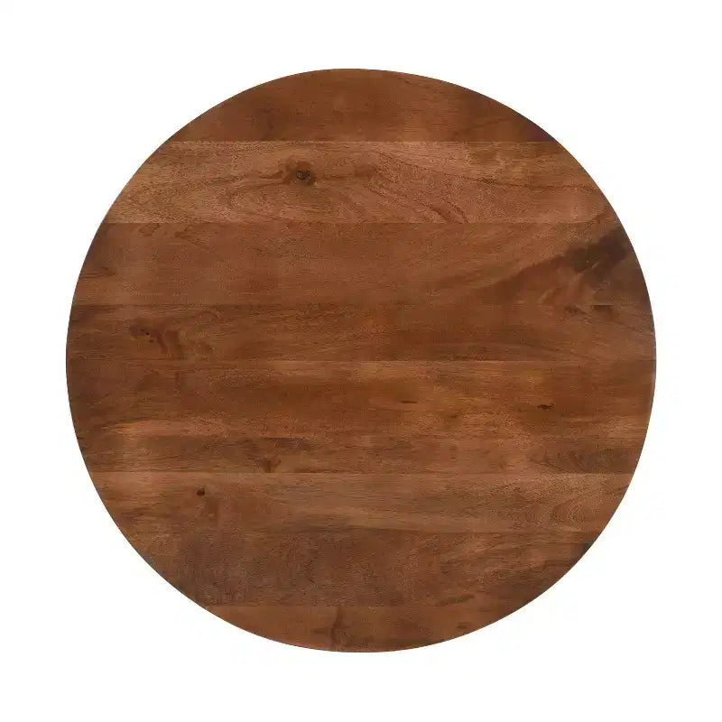 Mesa de Comedor Redonda Artesanal Urban Port de 30" de Madera de Mango con Base de Pedestal Trenzado en Marrón Nogal